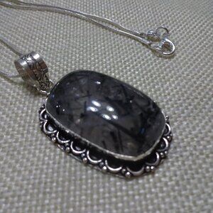 Stunning TOURMALINE QUARTZ Handmade Sterling 925 Pendant/Chain #530C